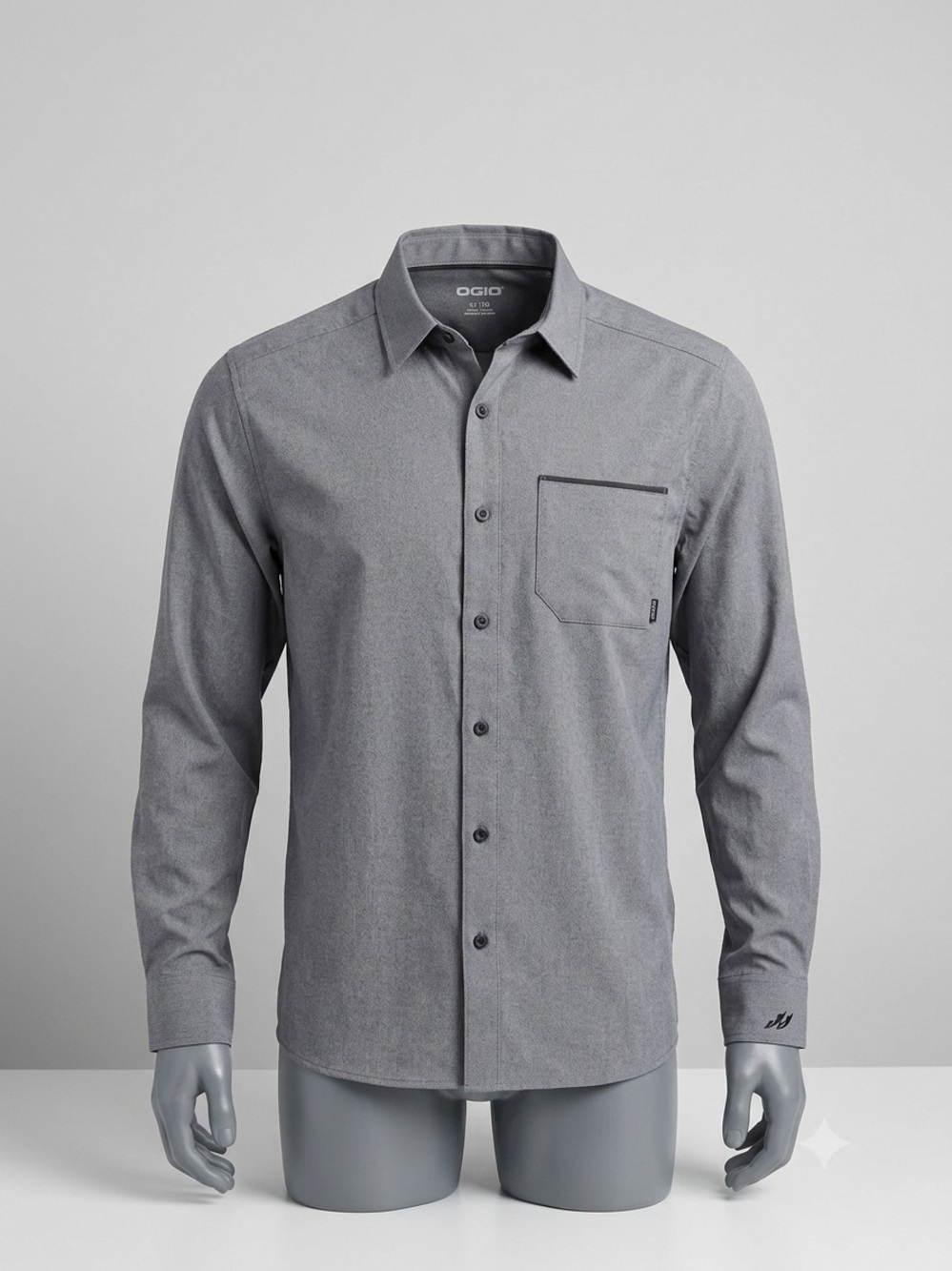 OGIO Gray Long Sleeve Performance Button Up Shirt XL mens travel casual workwear